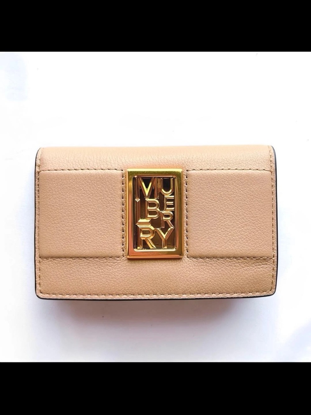 Mulberry Nude Quilted Leather Wallet with Gold Logo Plaque